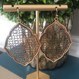 New teardrop hollow filigree Moroccan dangle drop earrings. Boho style